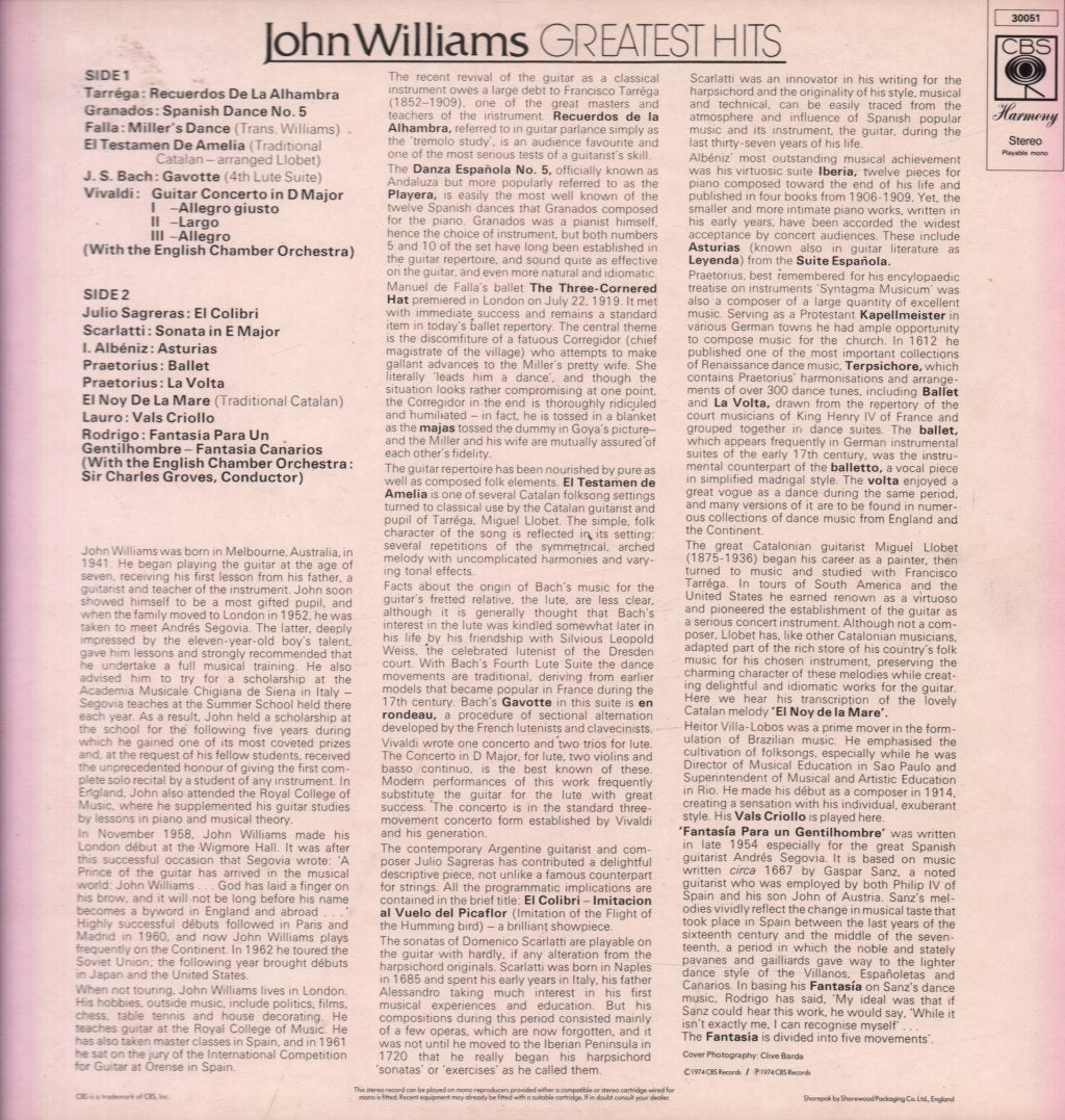 John Williams (Guitarist) - Greatest Hits - Lp