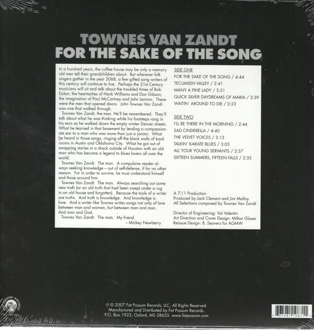 Townes Van Zandt - For The Sake Of The Song - Lp