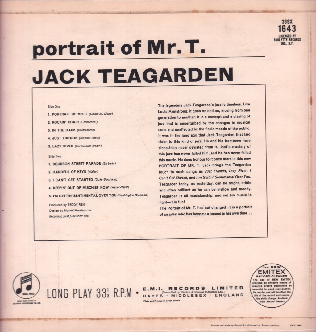 Jack Teagarden - A Portrait Of Mr T - Lp