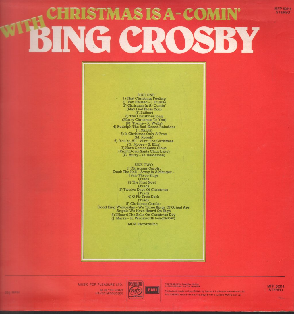 Bing Crosby - Christmas Is A Comin' With - Lp