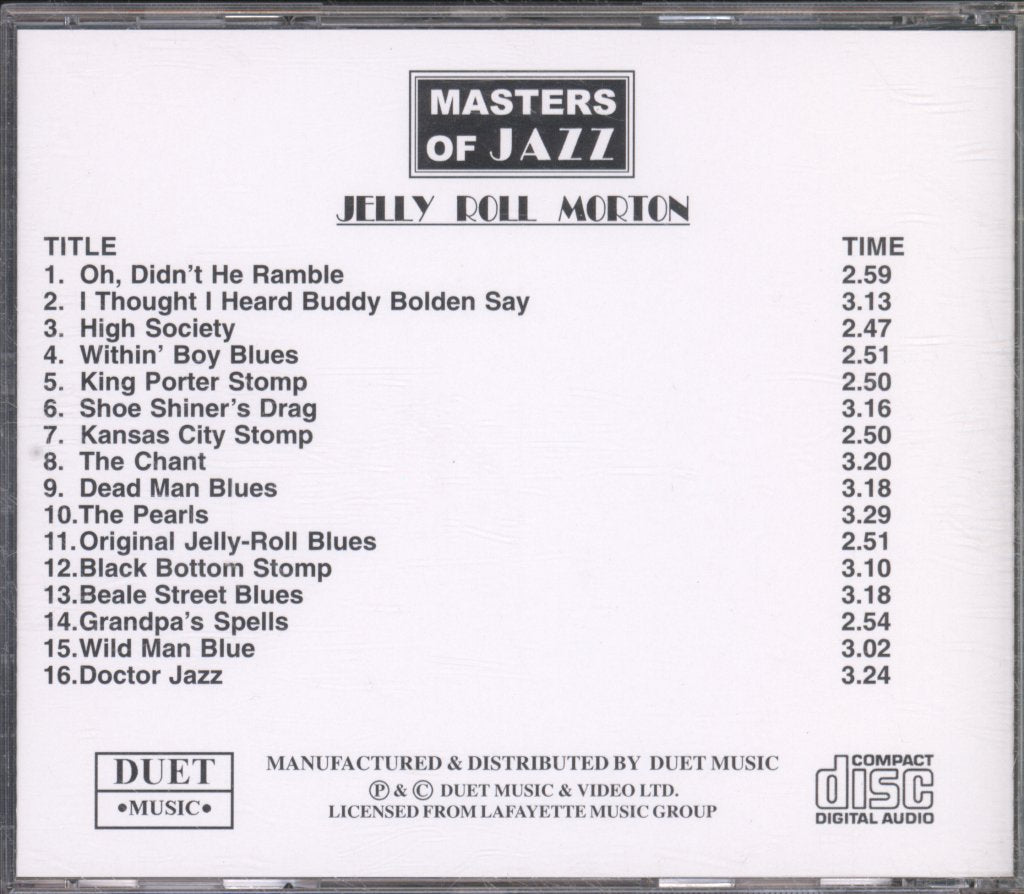 Jelly Roll Morton - Masters Of Jazz - Cd