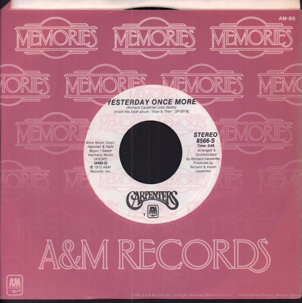 Carpenters - sing - 7 Inch