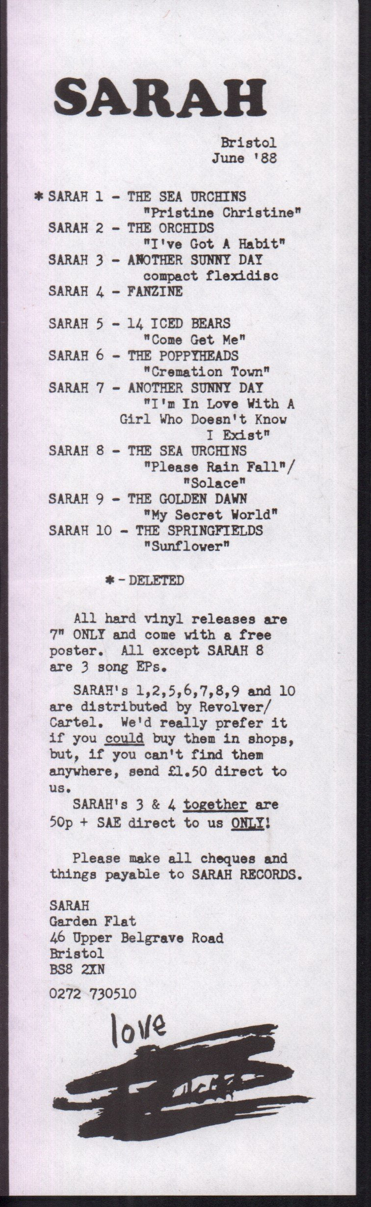 Sea Urchins - Solace - 7 Inch