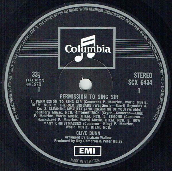 Clive Dunn - Permission To Sing Sir - Lp
