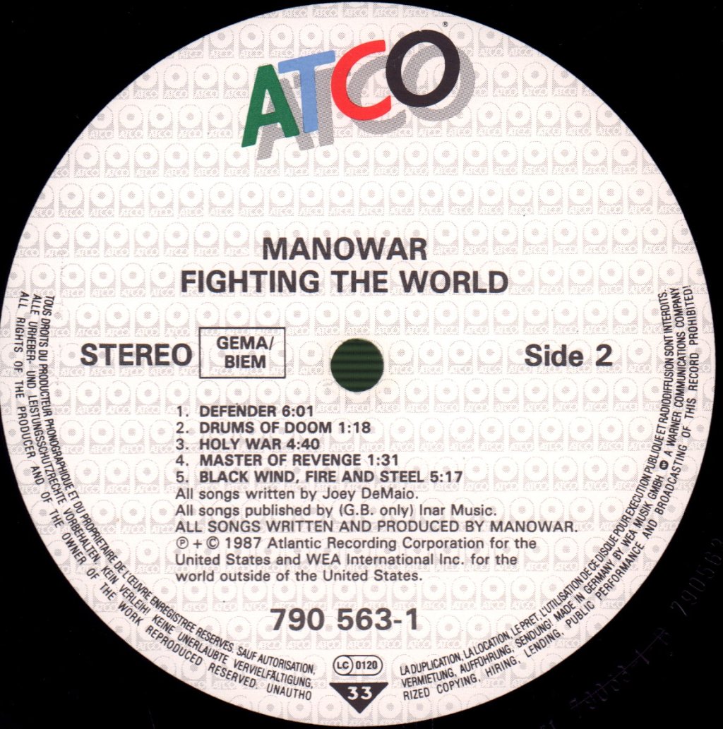 Manowar - Fighting The World - Lp