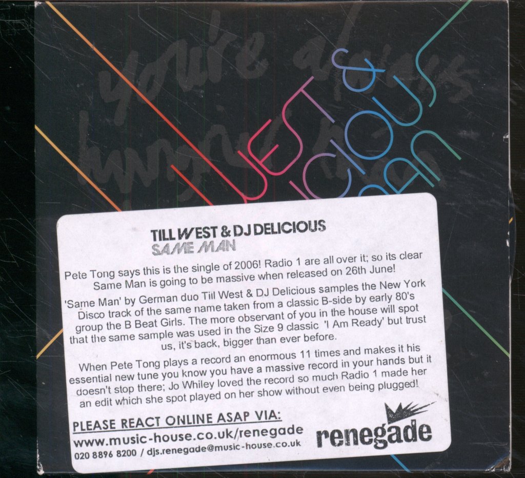 Till West And Dj Delicious - Same Man - Cd