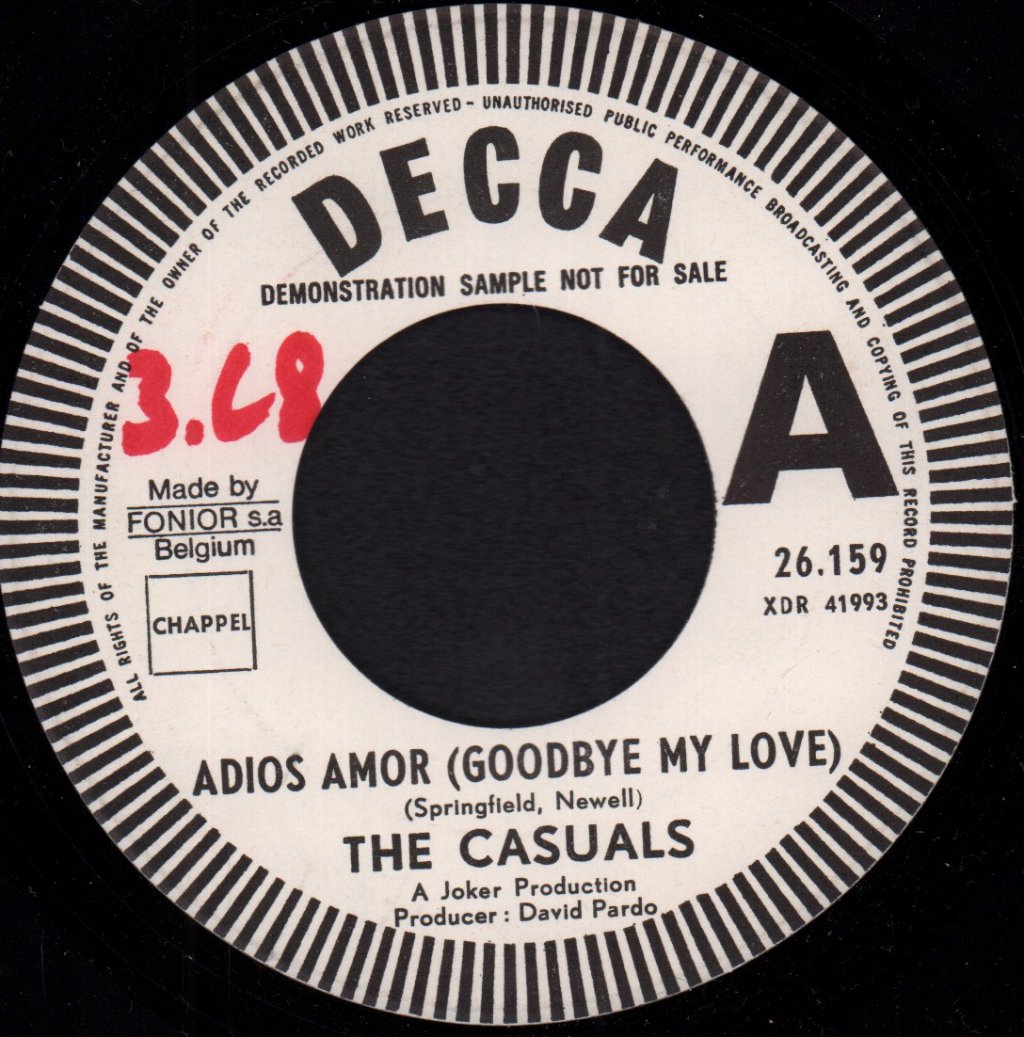 Casuals (60'S Group) - Adios Amor - 7 Inch
