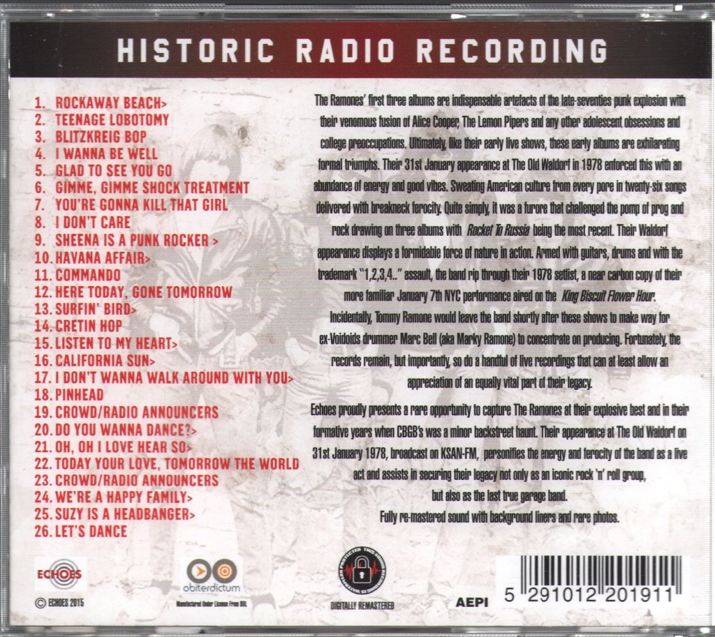 Ramones - Old Waldorf, San Francisco, 31 January 1978 - Cd