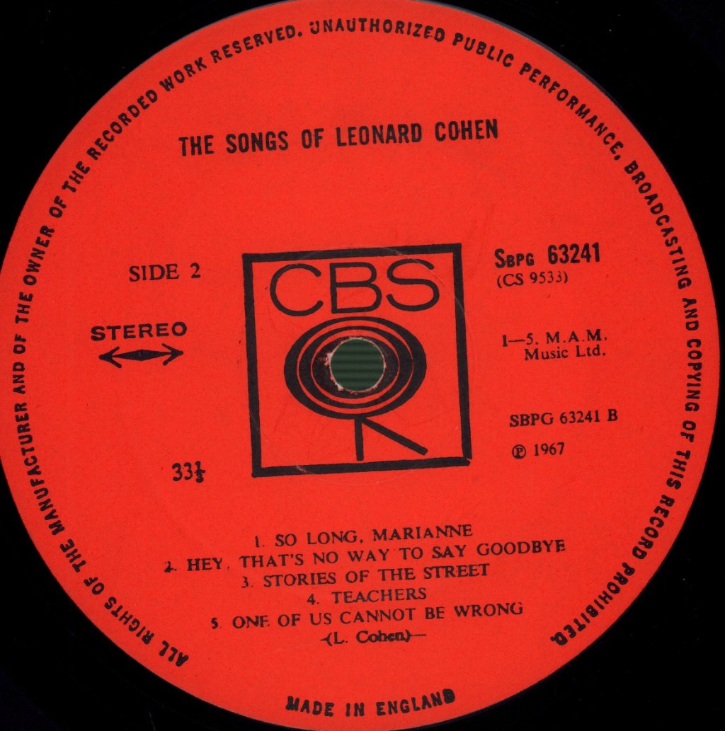 Leonard Cohen - Songs Of Leonard Cohen - Lp