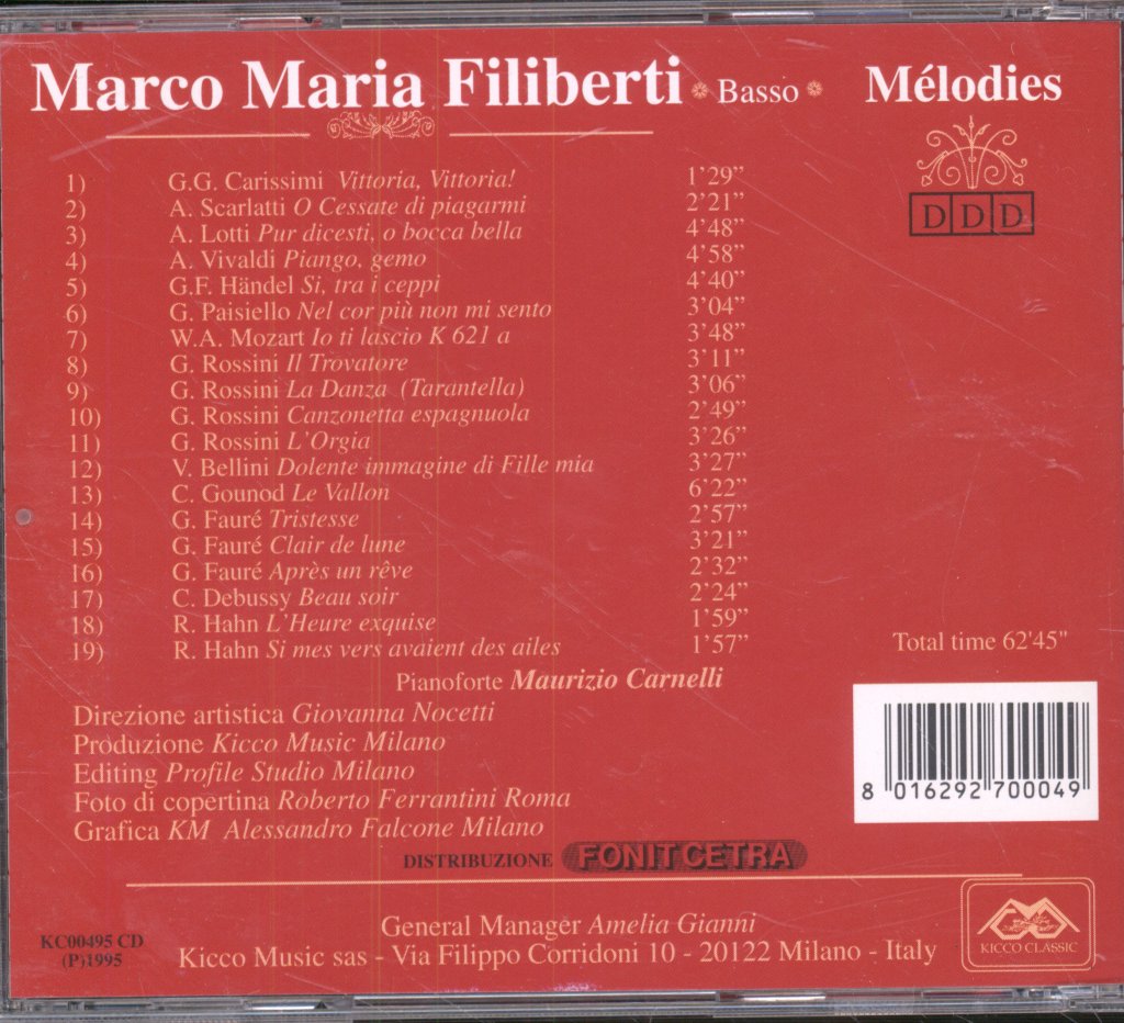 Marco Maria Filiberti - Mélodies - Cd