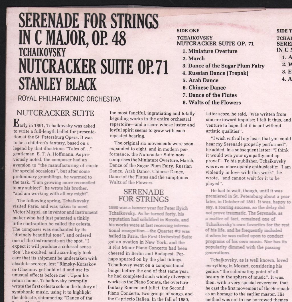 Stanley Black / Royal Philharmonic Orchestra - Tchaikovsky- Nutcracker Suite / Serenade For Strings - Lp