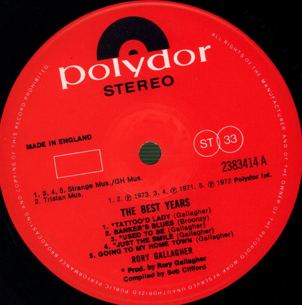 Rory Gallagher - Best Years - Lp