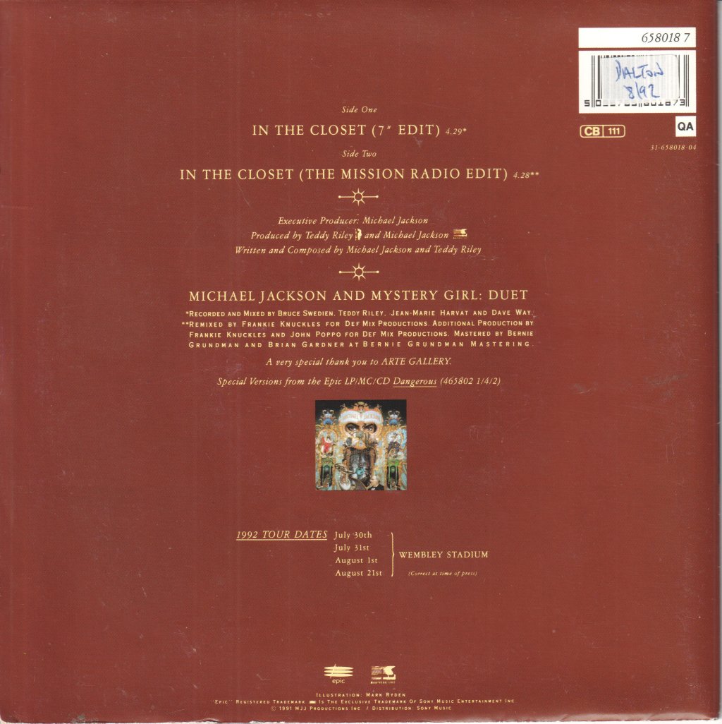 Michael Jackson - In The Closet - 7 Inch