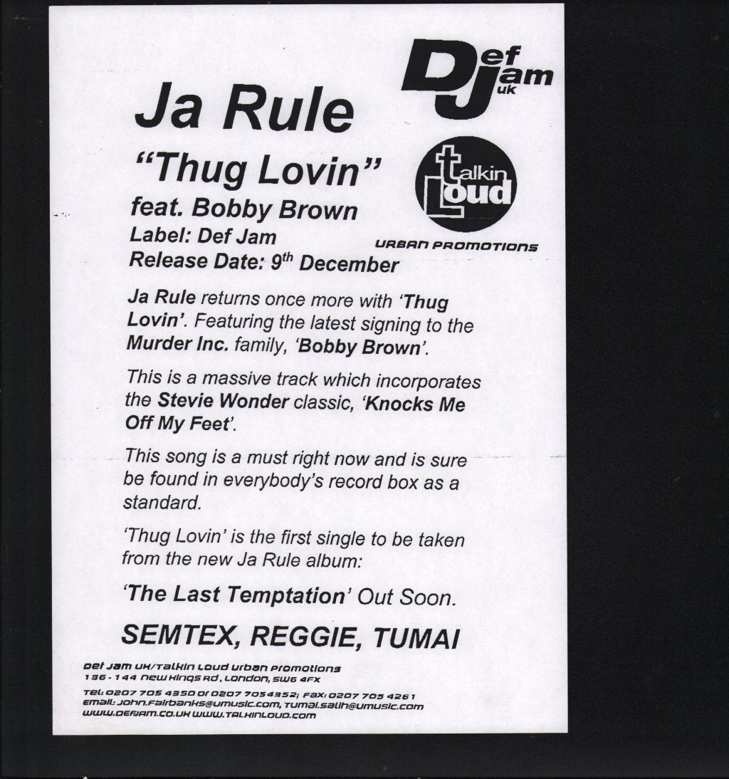 Ja Rule Featuring Bobby Brown - Thug Lovin' - 12 Inch