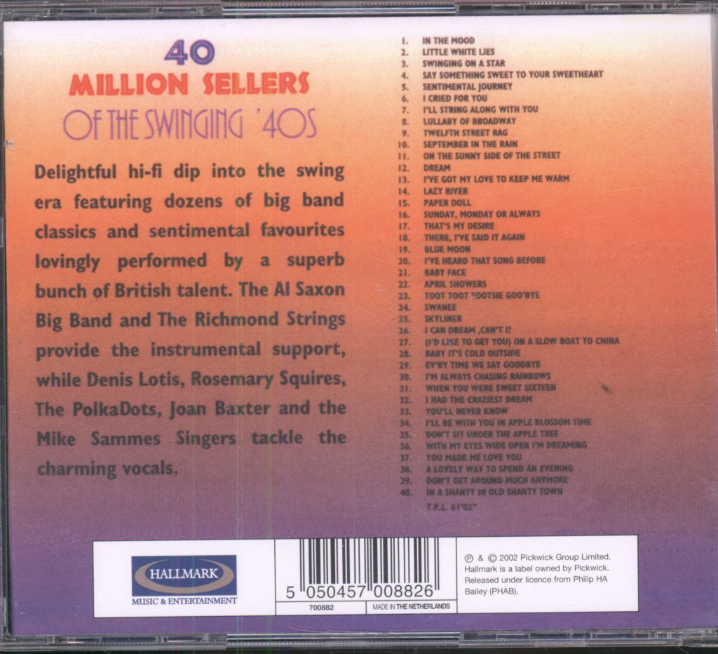 Various Artists - 40 Million Sellers Of The Swinging 40s - Cd