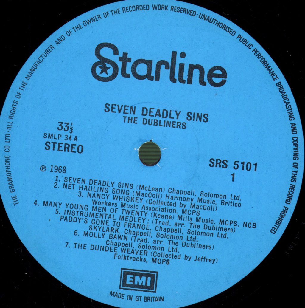 Dubliners - Seven Deadly Sins - Lp