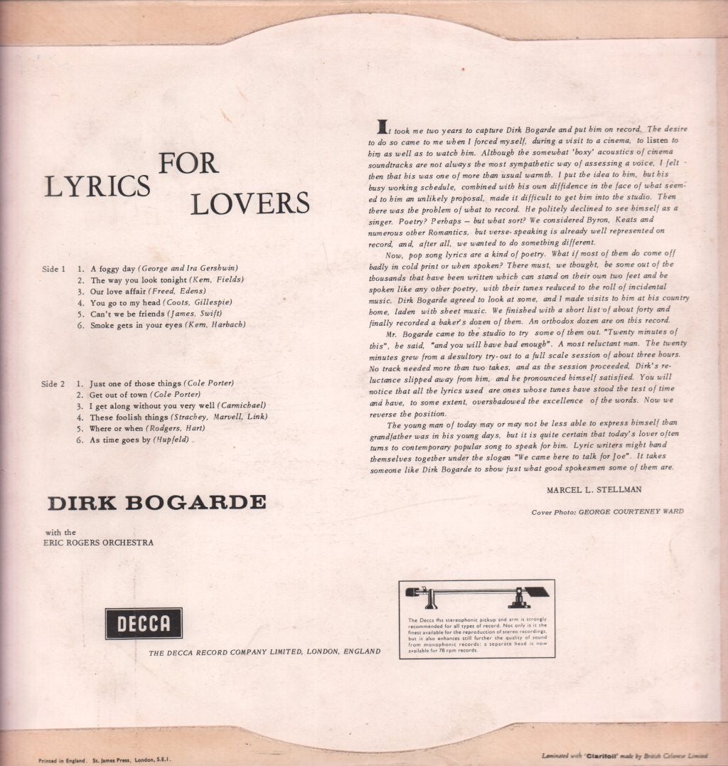 Dirk Bogarde - Lyrics For Lovers - Lp