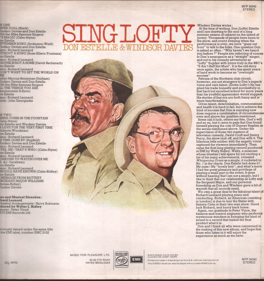 Don Estelle And Windsor Davies - Sing Lofty - Lp