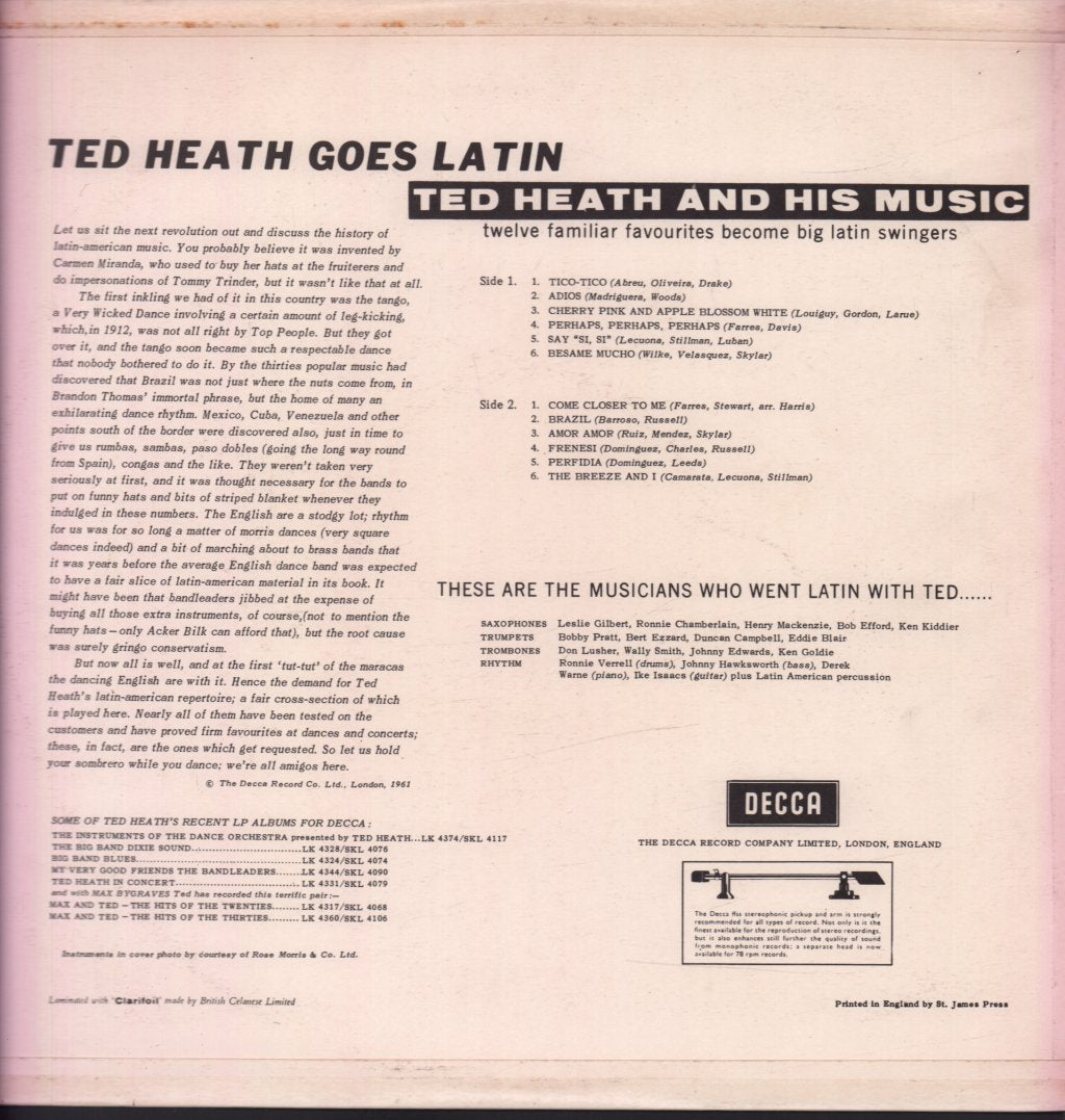Ted Heath And His Music - Ted Heath Goes Latin - Lp