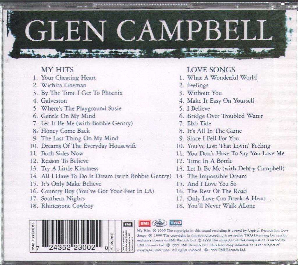 Glen Campbell - My Hits And Love Songs - Double Cd