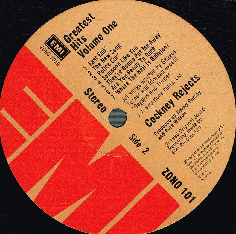 Cockney Rejects - Greatest Hits Vol 1 - Lp