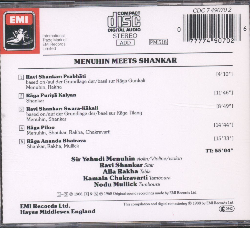 Yehudi Menuhin, Ravi Shankar - Menuhin Meets Shankar - Cd