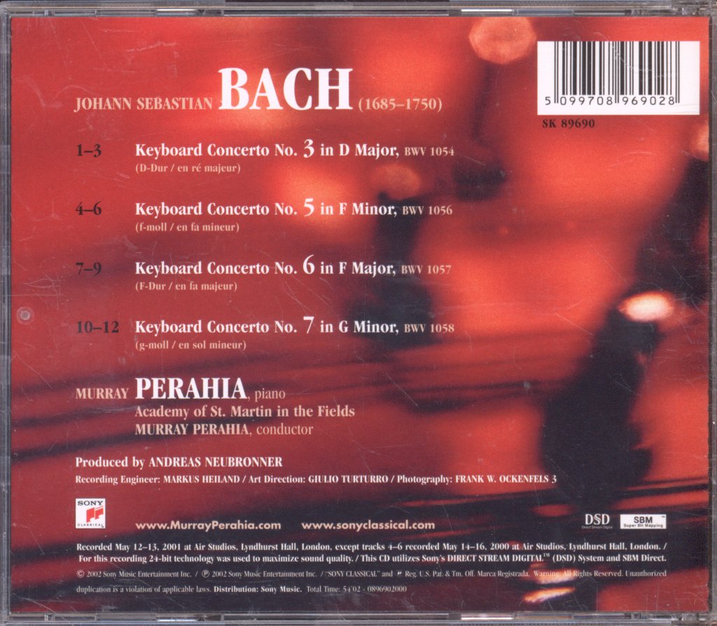 Murray Perahia, Academy Of St. Martin-in-the-Fields - Bach - Klavierkonzerte Nr. 3, 5, 6, 7 - Cd
