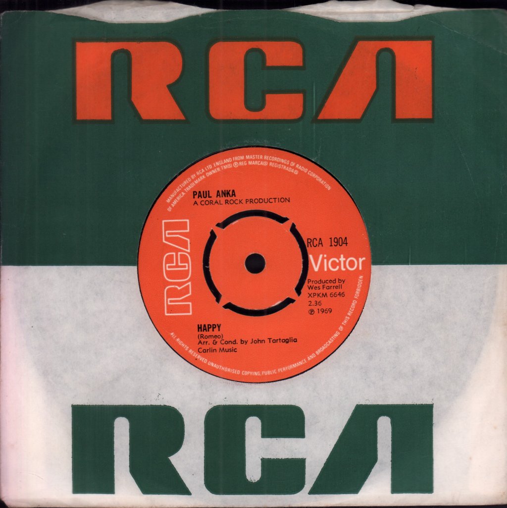 Paul Anka - Happy - 7 Inch