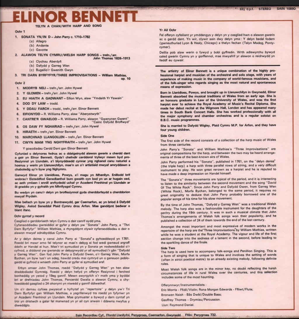 Elinor Bennett - Telyn A Chân - Lp