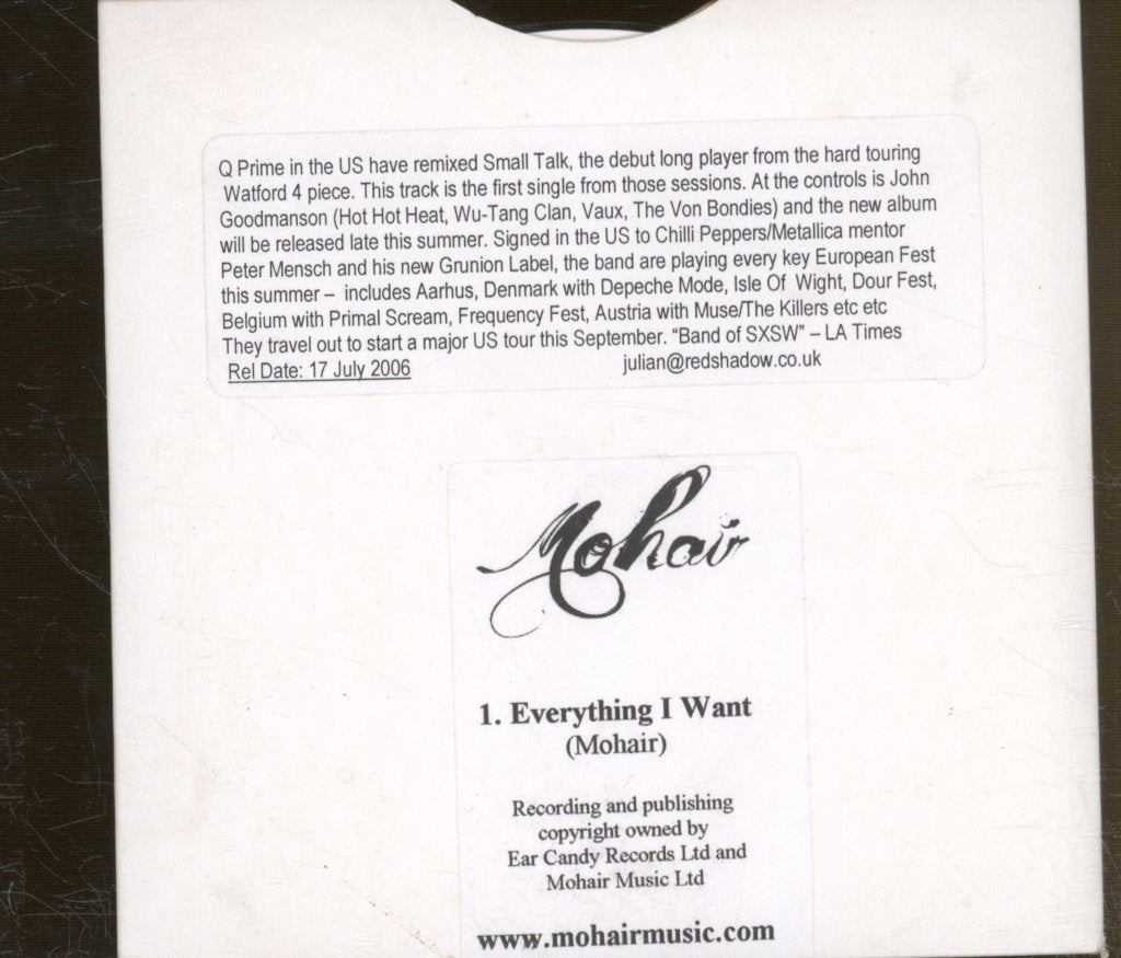 Mohair - Everything I Want - Cdr