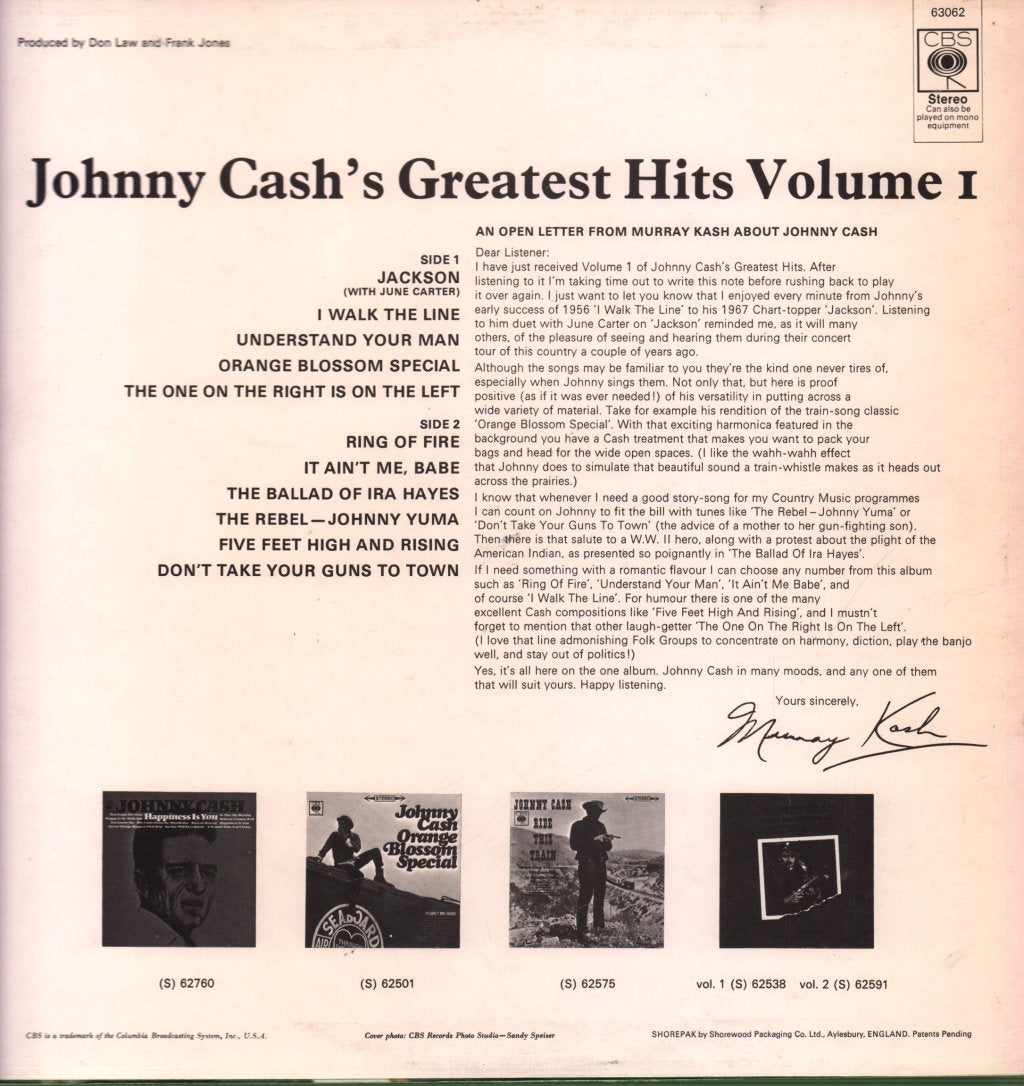 Johnny Cash - Greatest Hits Volume 1 - Lp