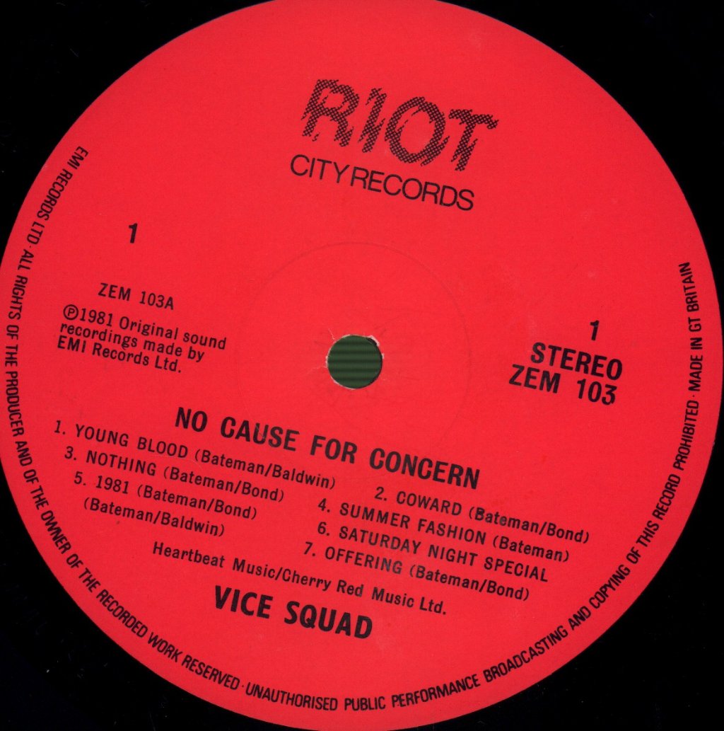 Vice Squad - No Cause For Concern - Lp