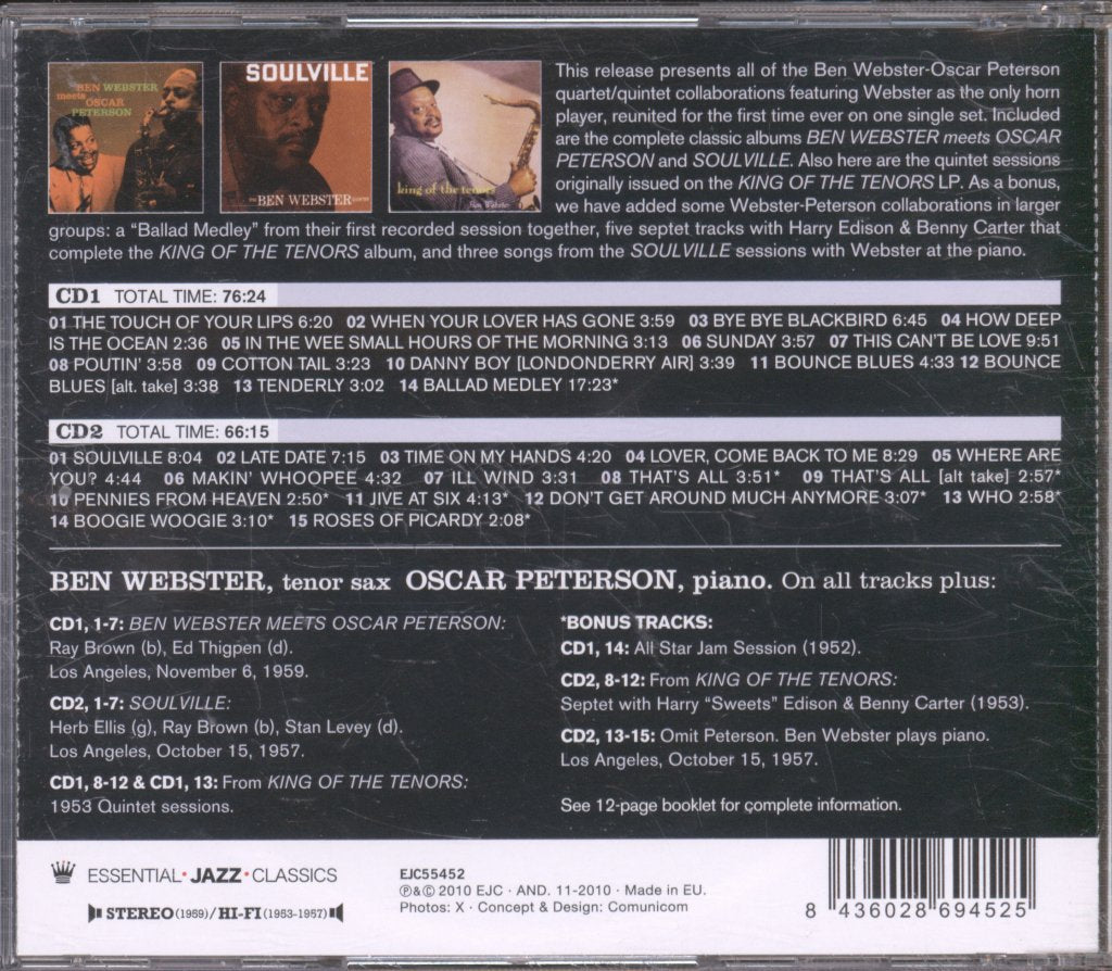Ben Webster Meets Oscar Peterson - Ben Webster Meets Oscar Peterson: The Legendary Sessions - Double Cd
