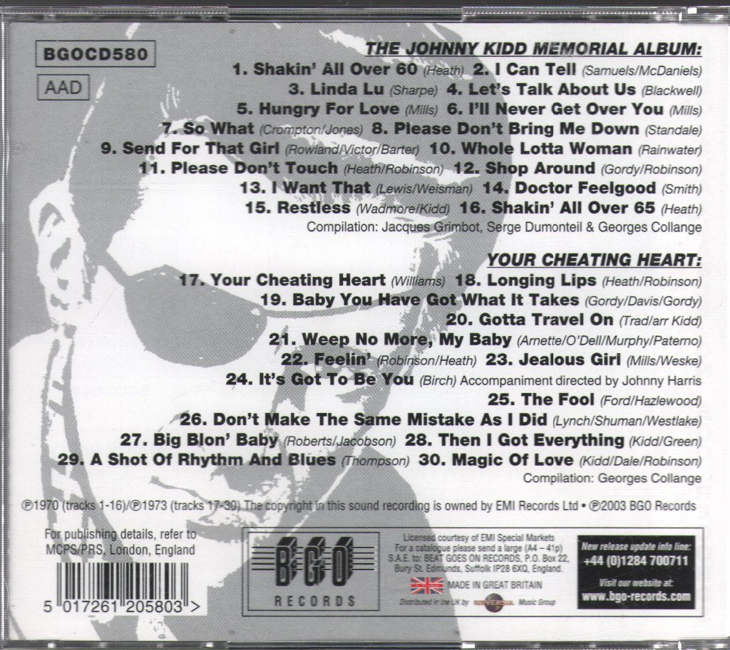 Johnny Kidd & The Pirates - Johnny Kidd Memorial Album / Your Cheating Heart - Cd