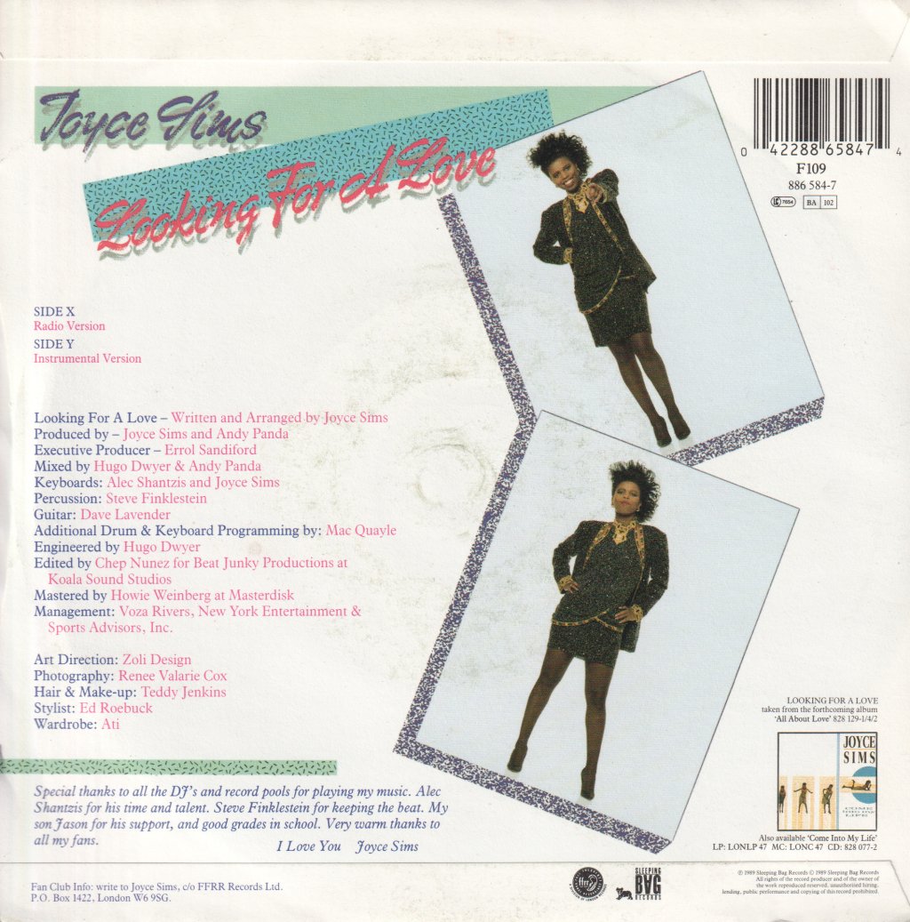 Joyce Sims - Looking For A Love - 7 Inch