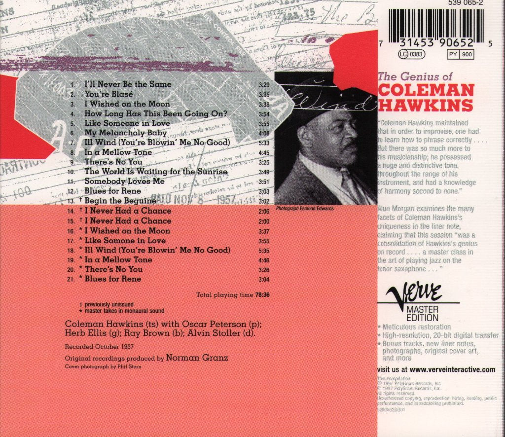Coleman Hawkins - Genius Of Coleman Hawkins - Cd