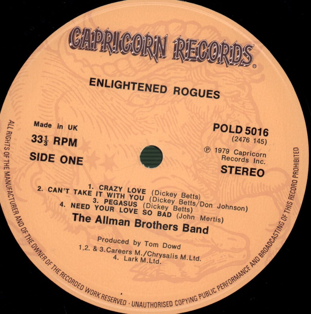 Allman Brothers Band - Enlightened Rogues - Lp
