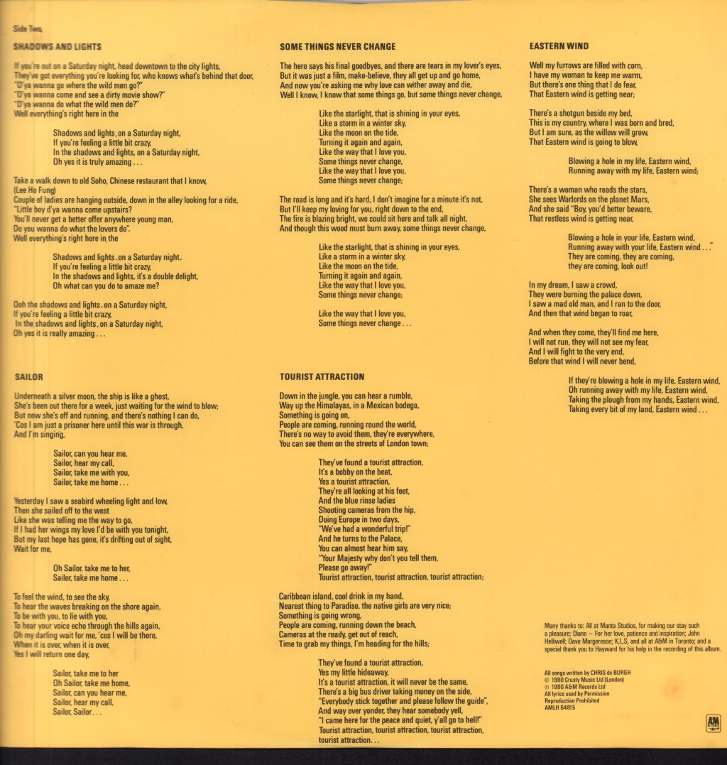 Chris De Burgh - Eastern Wind - Lp