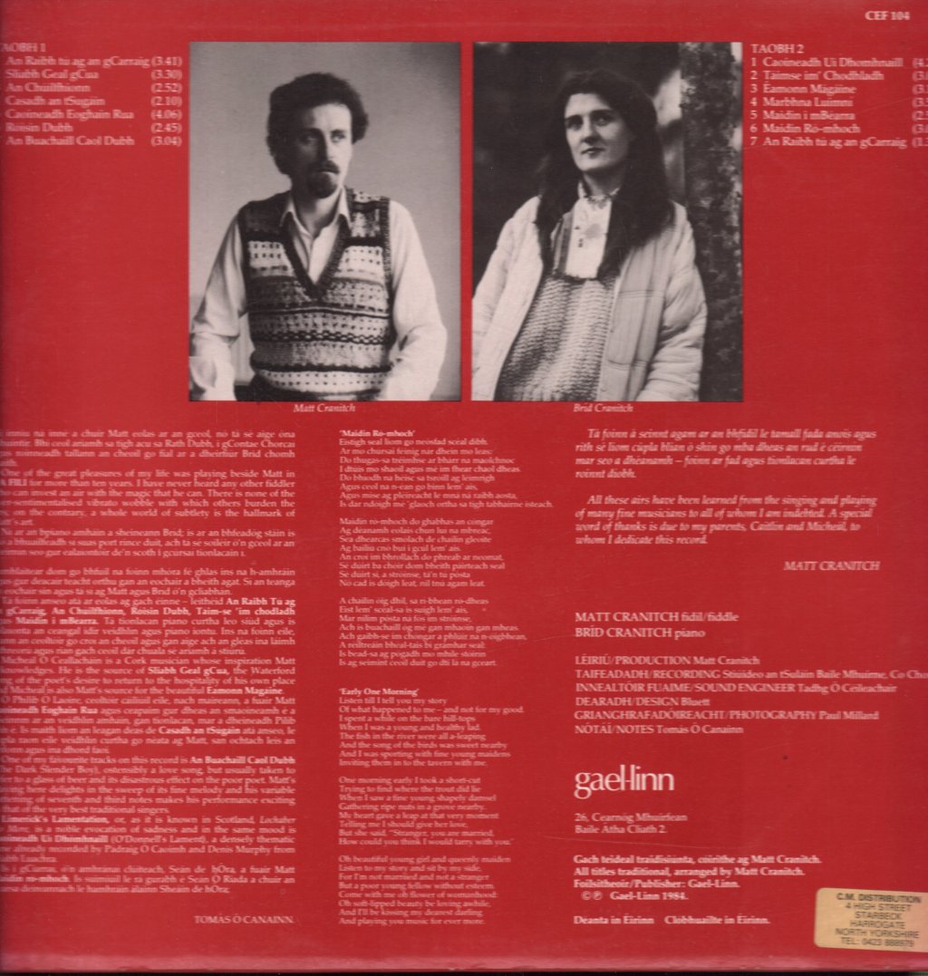 Matt Cranitch With Bríd Cranitch - Éistigh Seal - Lp