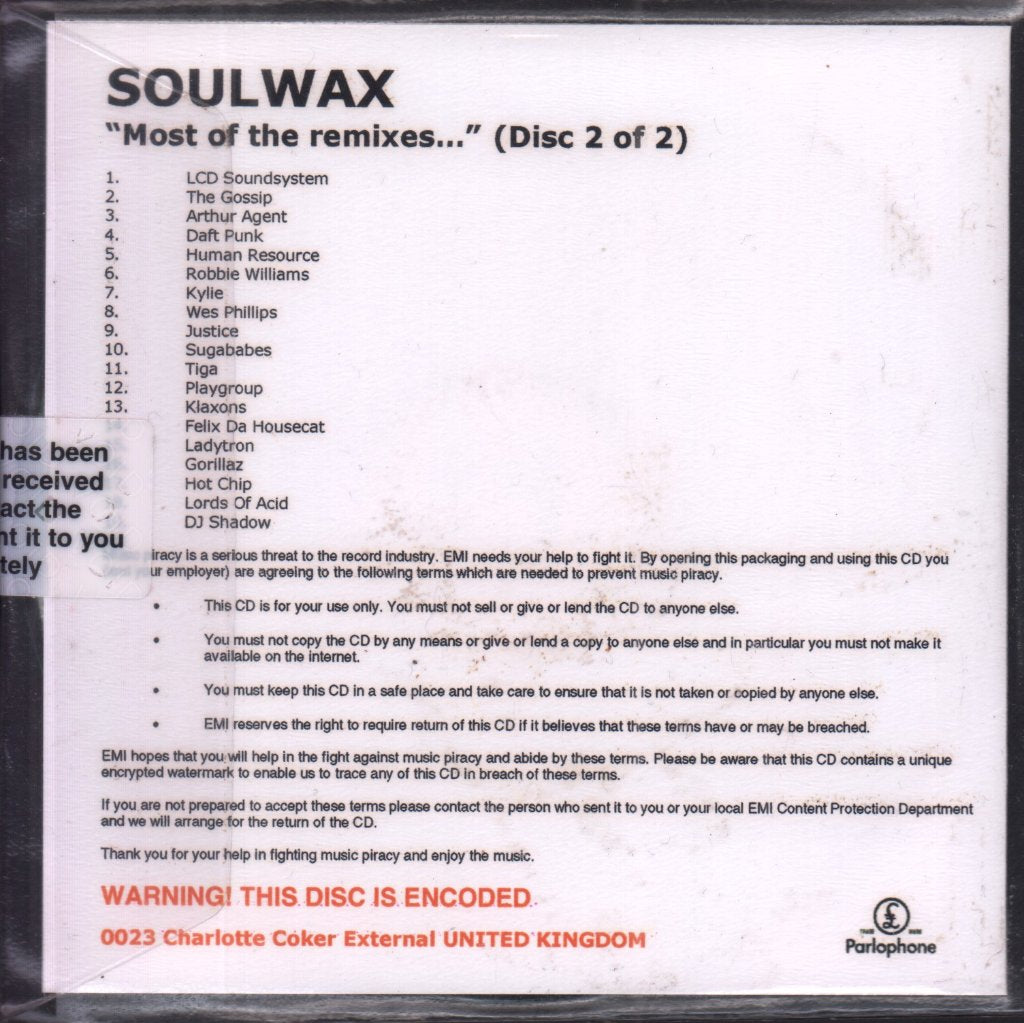 Soulwax - Most Of The Remixes...Disc 2 Of 2 - Cdr