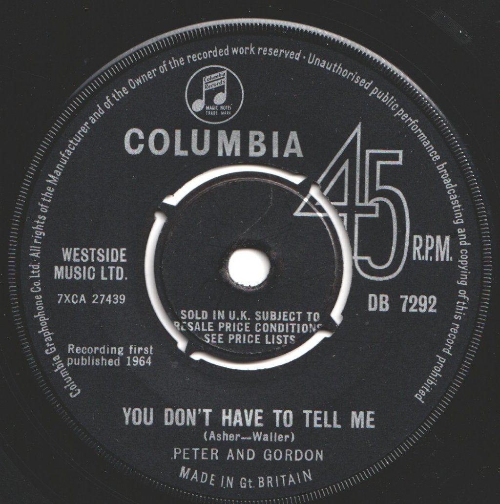 Peter And Gordon - Nobody I Know - 7 Inch