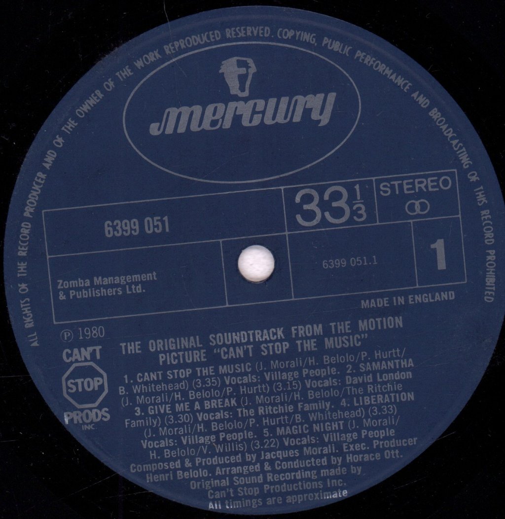 Village People - Can't Stop The Music Original Soundtrack - Lp