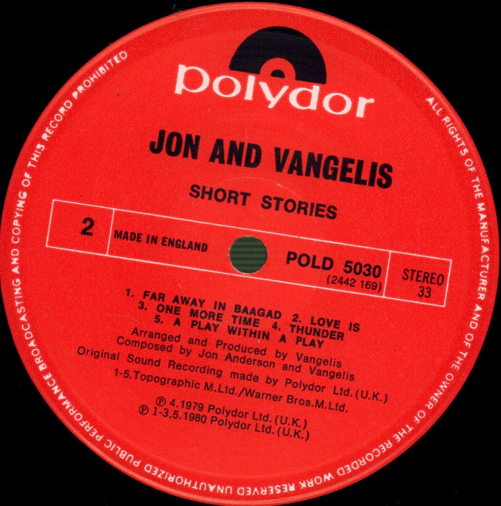 Jon And Vangelis - Short Stories - Lp