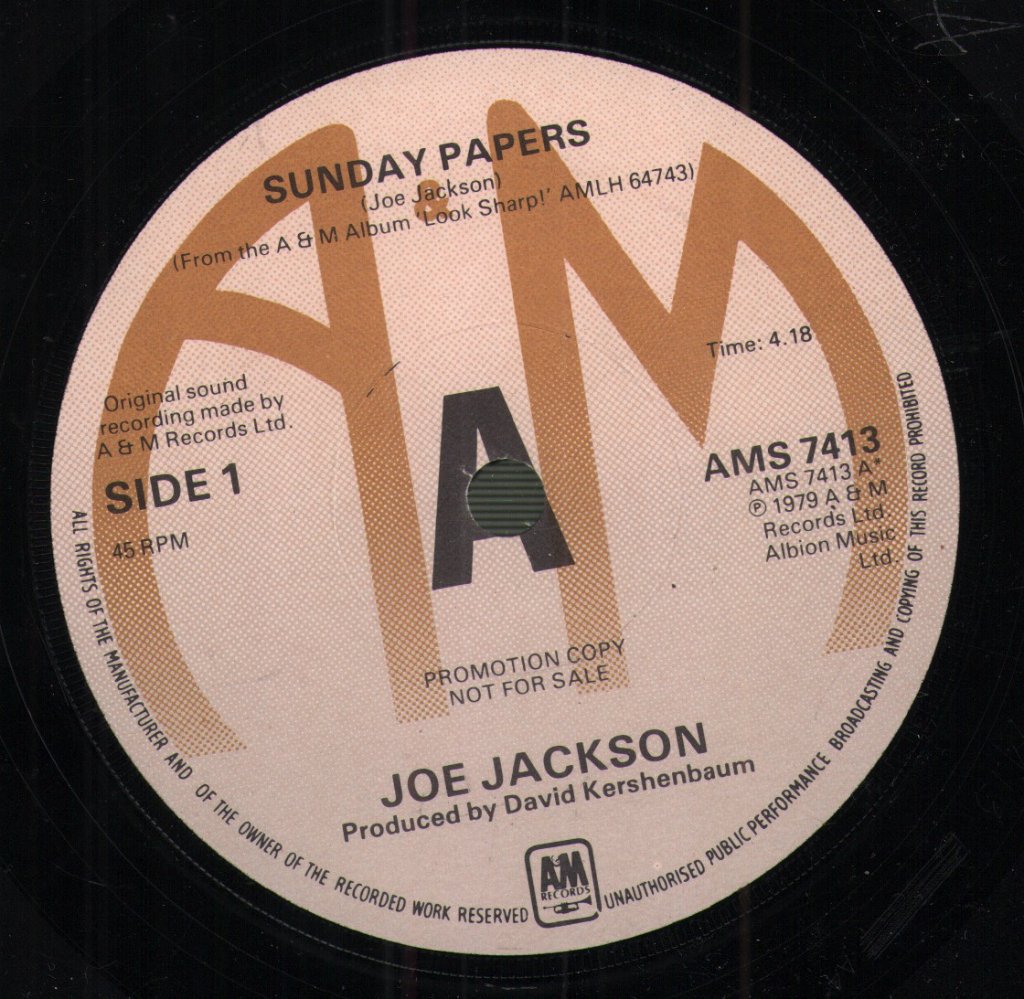 Joe Jackson - Sunday Papers - 7 Inch