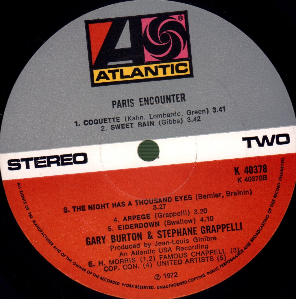 Gary Burton And Stephane Grappelli - Paris Encounter - Lp
