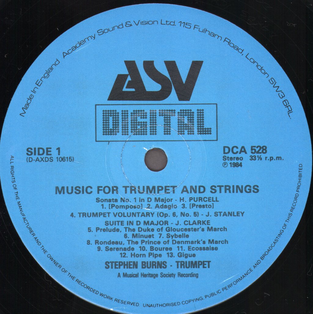 Stephen Burns - Music for Trumpet and Strings - Lp