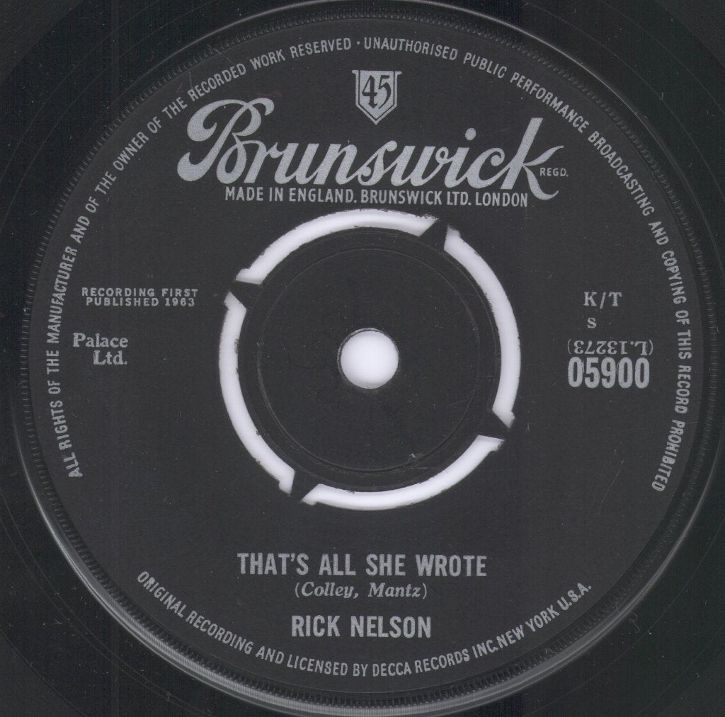 Rick Nelson - For You - 7 Inch