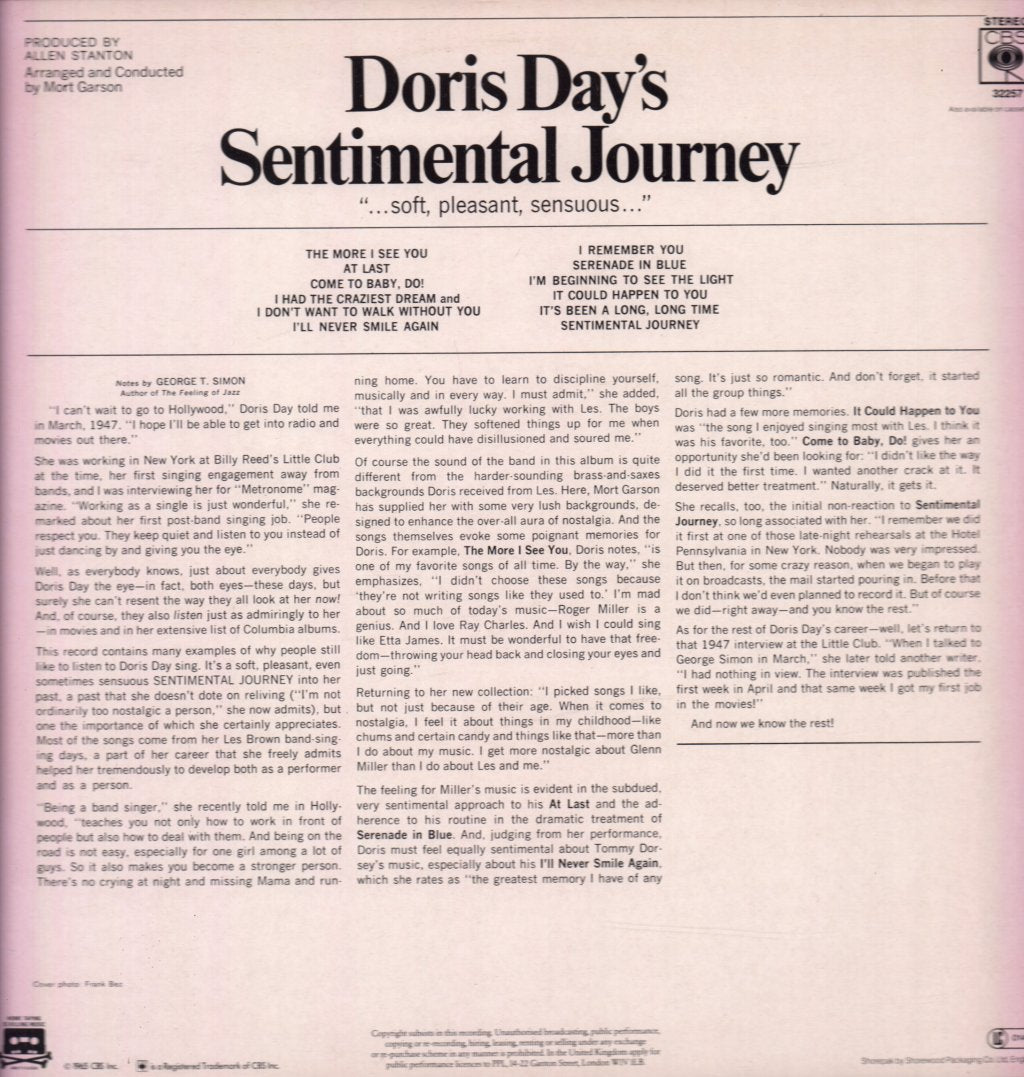 Doris Day - Sentimental Journey - Lp