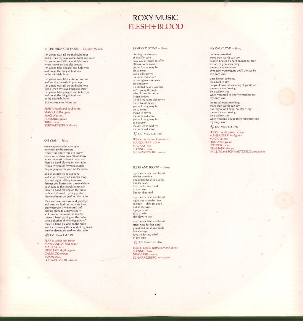 Roxy Music - Flesh + Blood - Lp
