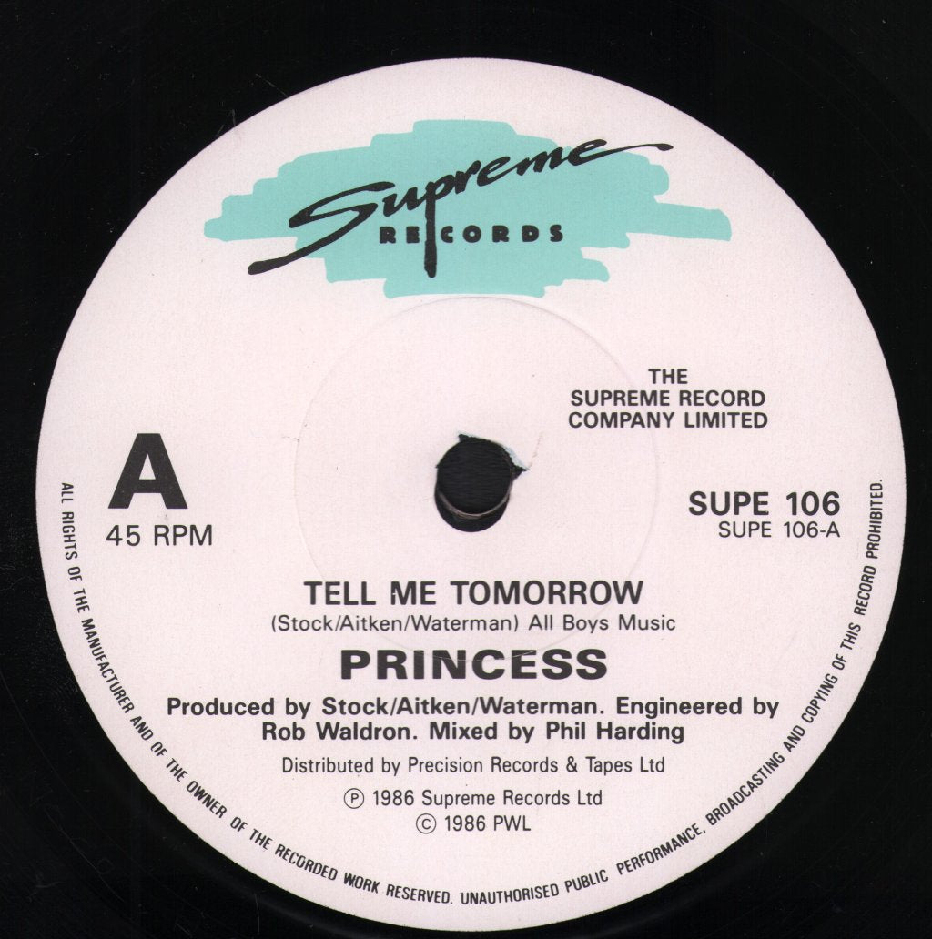 Princess - Tell Me Tomorrow - 7 Inch